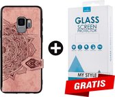 Backcover Fashion Mini Wallet Hoesje Samsung Galaxy S9 Roségoud - Gratis Screen Protector - Telefoonhoesje - Smartphonehoesje