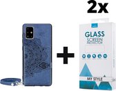 Backcover Fashion Mini Wallet Hoesje Samsung Galaxy A51 Blauw - 2x Gratis Screen Protector - Telefoonhoesje - Smartphonehoesje