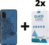 Backcover Fashion Mini Wallet Hoesje Samsung Galaxy A41 Blauw - 2x Gratis Screen Protector - Telefoonhoesje - Smartphonehoesje