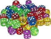 scarlet play | Kubusenset "Casino 50" met 50 stuks in stoffen zak; in standaard formaat voor 6-zijdige kubussen van 16 mm; spelletjes zoals in een casino. Kleurrijk 12 mm