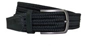 Zwart - Elastische Comfort Riem Delux - maat 115 cm - Gevlochten - 100% Elastisch - Nikkelvrije Gesp