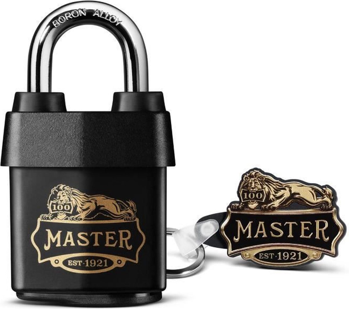 Master Lock 1921EURDCC Hoog beveiligd waterdicht hangslot met 100 jaar logo, zwart, 97 x 54 x 32 mm