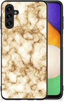 Doorzichtig Hoesje Geschikt voor Samsung Galaxy A13 5G | Geschikt voor Samsung Galaxy A04s Leuk TPU Backcase met Zwarte rand Marmer Goud