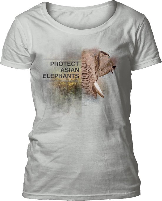 Ladies T-shirt Protect Asian Elephant Grey XL