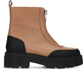 Sacha - Dames - Camel enkellaarsjes met zwarte details - Maat 39