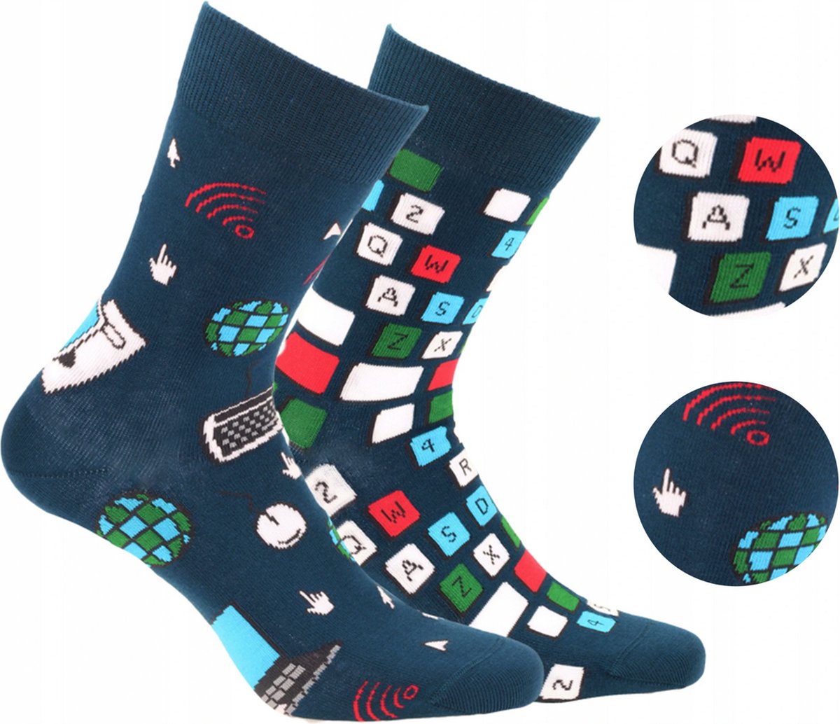 2 pack Gatta-Wola katoenen sokken Funky, 2 verschillende patronen, maat 39-42, netwerk patroon