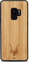 Kudu Samsung Galaxy S9 hoesje case - Houten backcover - Handgemaakt en afgewerkt met duurzaam TPU - Bamboe - Zwart