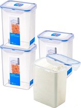 Lock&Lock Vershoudbakjes set met deksel - Diepvriesbakjes - Diepvriesdozen - Bewaarbakjes - Bewaardozen voedsel - Voorraaddozen - Vershouddoos - Luchtdicht - Lekvrij - BPA vrij - Transparant - 1,8 liter - Set van 4 stuks