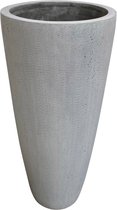 In & Out Deco bloempot fiberstone betonlook grijs hoog 100 cm voor binnen en buiten
