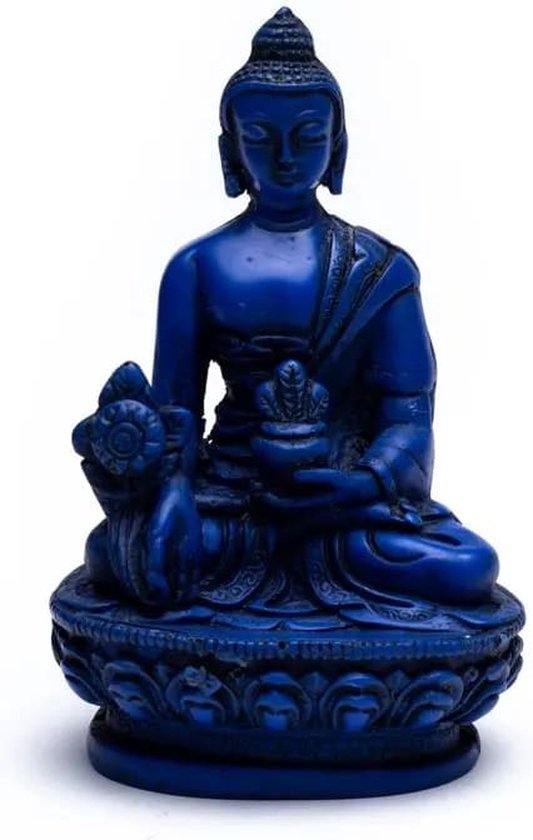 Boeddhabeeld - Medicijnboeddha - Blauw - 11 cm - Polyresin