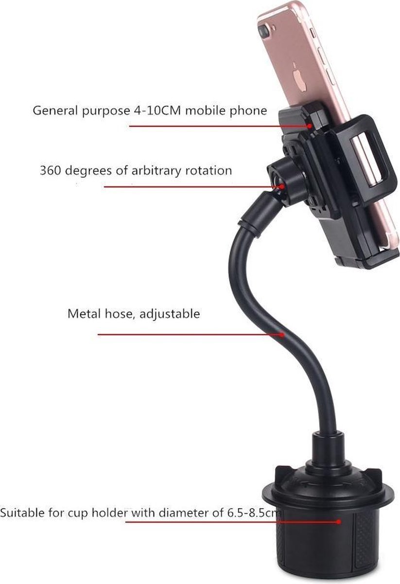 Telefoonhouders Auto Telefoonhouder Auto Universeel Bekerhouder Auto Accessoires Kerstcadeau - iPhone/Samsung/Huwawei/Sony - Verstelbaar - GSM/Smartphone Houder Auto – foto 4
