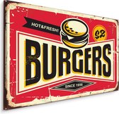 Schilderij - Reclame, Burgers, Hot & Fresh, Premium Print