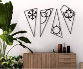 BT Home - 4 seizoenen muurdecoratie - Wanddecoratie - Zwart - Houten art - Muurdecoratie - Line art - Wall art - Wandborden - Bohemian - kerst - kerstcadeau - wandecoratie woonkamer - kerstgeschenk