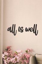 BT Home - All Is Well muurdecoratie - Wanddecoratie - Zwart - Houten art - Muurdecoratie - Line art - Wall art - Bohemian - Wandborden - kerst - kerstcadeau - wandecoratie woonkamer - kerstgeschenk