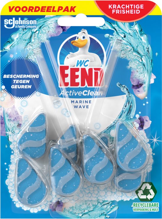 WC Eend Active Clean Marine Wave toiletblokken voordeelpak met water artwork.