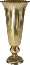 Vase - aluminium - 38cm - nickel plated - Vaas - Bloemen - Metaal - Goud - Gold - grooved 17x35 cm