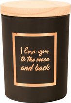 Geurkaars - Black/Rose - I love you to the moon and back - Giftbox wit/goud - In cadeauverpakking