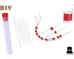Bob Online™ - Setje van 5 Stuks - Kralenrijgnaalden – Kralen Naalden – Sieraden Maken Accessoires – Sieraden Maken Gereedschap – DIY Kralen Naalden – Split eye rijgnaalden – 5Pcs Split Eye Curved Stainless Steel Beading Needles – 5 Sizes – Big Eye