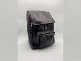 SENSE Rugtas Mona zwart - Toscaanse Leren Rugzak - Italiaanse Leer - Laptop backpack - Werk unisex bag  - Made in Italy
