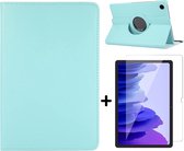 Samsung Galaxy Tab A8 2021 10.5 inch Hoes Licht Blauw & Glazen Screenprotector - Draaibare Tablet Case met Standaard