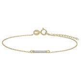 GISSER Jewels VGB007 - Geelgouden Armband - Anker met Staaf gezet met Zirkonia - 15mm breed - 17cm + 3cm - 14kr Geelgoud