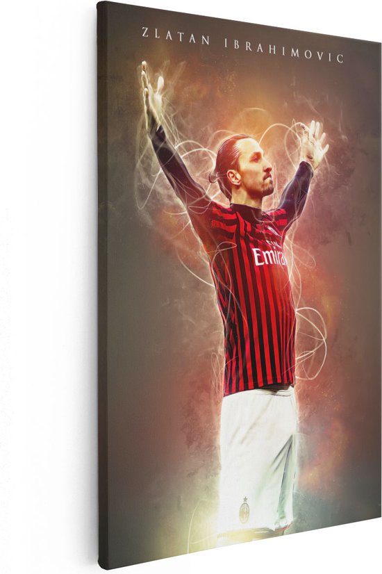 Artaza - Peinture sur Canevas - Soccer Joueur Zlatan Ibrahimovic à AC Milan - 40x60 - Petit - Photo sur Toile - Impression sur Toile