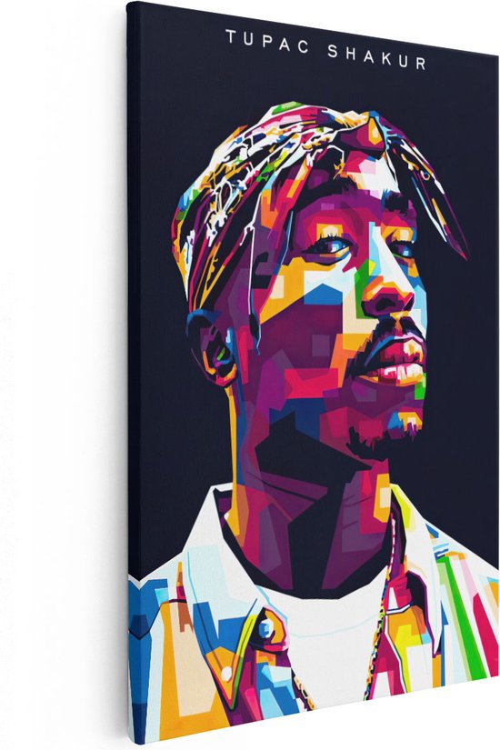 Artaza Canvas Schilderij Tupac Shakur - 2Pac - 80x120 - Groot - Muurdecoratie - Canvas Print