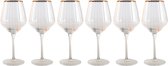 Set van geribbelde wijnglazen met art-decostijl CELEBRATION - Glas - 10 x 10 x 23 cm - Gouden rand