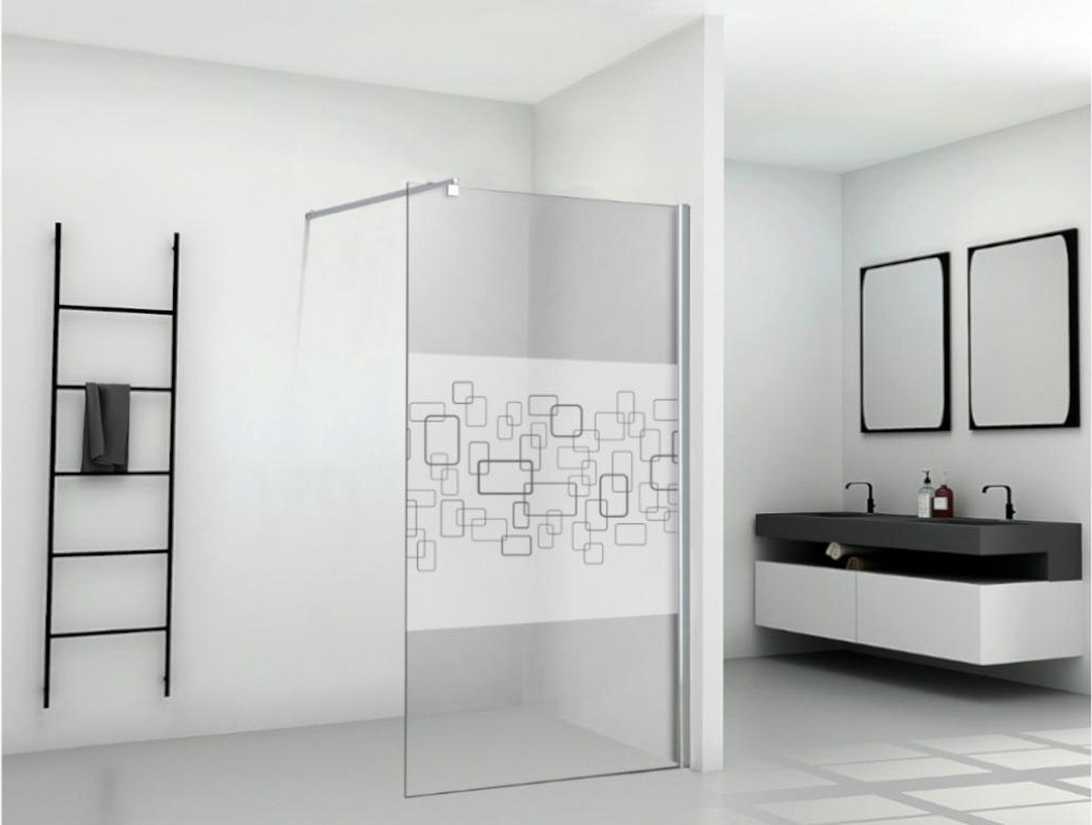 Shower & Design Wand voor inloopdouche PAULINA II met zeefdruk - 140 x 190 cm L 140 cm x H 190 cm x D 0.6 cm