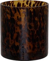 Oneiro’s Luxe Waxinelichthouder  LEOPARD Bruin - Ø 13x14 cm - kaarsenhouders - kaarsenhouder - waxinehouder - decoratie – woonaccessoires – theelichthouder – zwart – goud – zilver