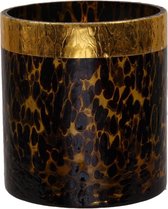 Oneiro’s Luxe Waxinelichthouder  LEOPARD Bruin - Ø 13x14 cm - kaarsenhouders - kaarsenhouder - waxinehouder - decoratie – woonaccessoires – theelichthouder – zwart – goud – zilver