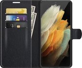 Samsung Galaxy S22 Ultra Hoesje Portemonnee Book Case Kunstleer Zwart