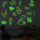 Glow In The Dark Maan/Meteoor Fluorescerende Stickers Kinderkamer zelfklevende Cartoon Muurstickers 40×18CM*1+21×15CM*1+10×10CM*1