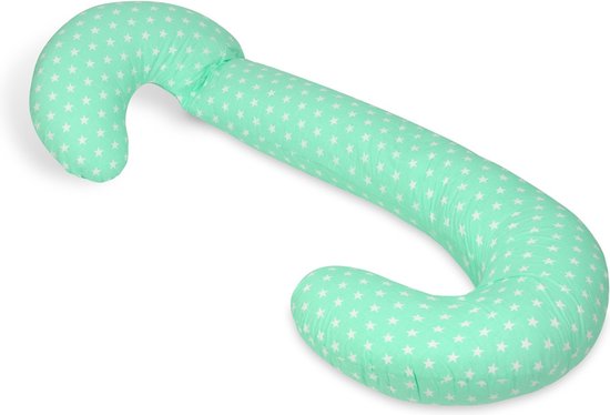 Voedingskussen - Body pillow - 240 cm - 100% katoen - mint met sterren