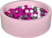 Ballenbad rond - roze - 90x30 cm - met 200 wit, roze en grijze ballen