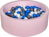 Ballenbad rond - roze - 90x30 cm - met 200 wit, blauw en grijze ballen
