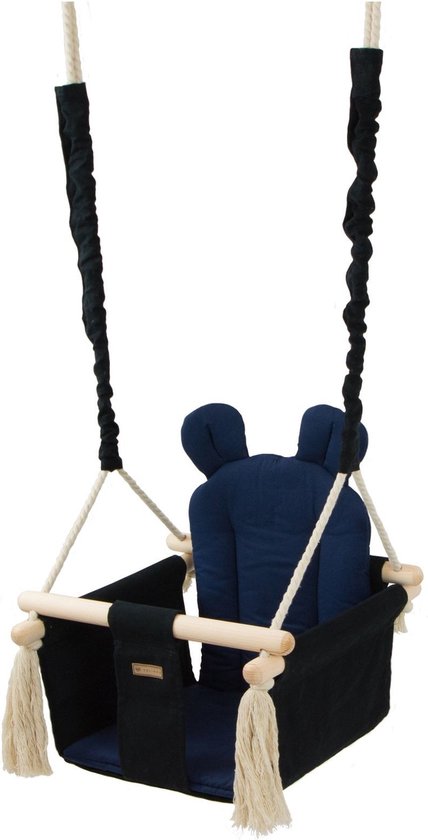 Balançoire bébé - balançoire bébé - avec oreilles - max 20 kg - noir, marine