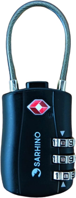 Protect Zipper TSA driecijferig kabelslot - zwart - Sarhino