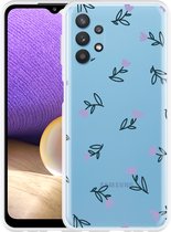 Hoesje Geschikt voor Samsung Galaxy A32 5G Paarse Bloemen