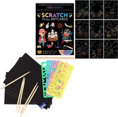 Scratch Art Kinderen Deluxe Set | Meerdere Varianten | Thema: Piraten 9 thema kaarten + 20 blanco kaarten + tools | Magic Kras Tekeningen Kraskaarten Krasfolie Kraskaart |  Knutsel