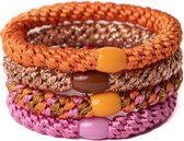 Banditz Haarelastiekje en armbandje 2-in-1 combo pinky orange set van 4