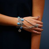 Bohemian Boho RIng en armband in 1 blauw kralen
