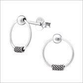 Aramat jewels ® - Bali oorstekers leiden rond 925 zilver 10mm geoxideerd