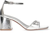 Sacha - Dames - Zilverkleurige sandalen met hak - Maat 38
