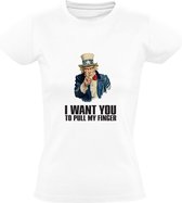 I want you to pull my finger | Dames T-shirt | Wit | Grapje | Scheetje | Komisch