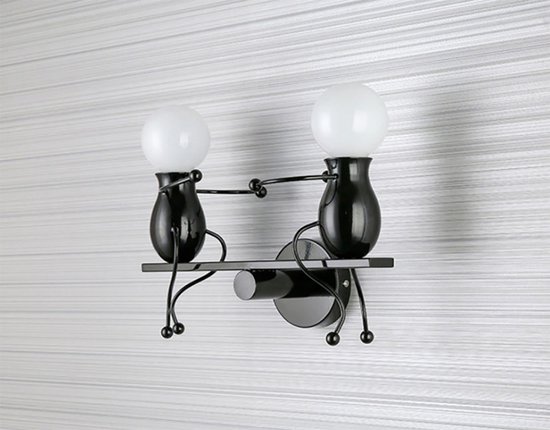 Zlxdp Wandlamp IJzeren Kooi Thuis Slaapkamer Keuken Restaurant Decor Houten Wandkandelaar Indoor Lampenkap Lampen Verlichtingsarmatuur Kleur Zwart Maat