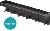 Homefy Sleutelrekje Zelfklevend - Sleutelhouder en Sleutel Organizer - Inc. Plakstrip en Schroefjes - RVS - Zwart