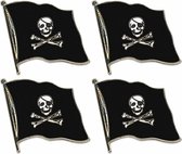 4x stuks pin broche/speldje Vlag Piraten thema 20 mm - Verkleed accessoires piraenpak