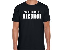 Drank thema - t-shirt positief getest op alcohol - zwart - voor heren - Borrels - drinken - verkleedkleding - vrijgezellen feest S