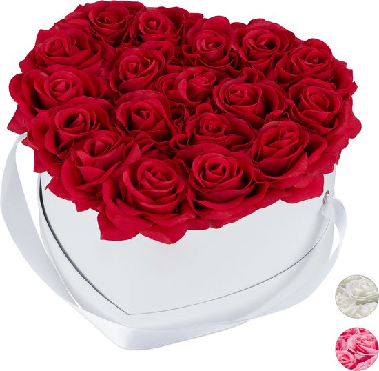 Relaxdays flowerbox - rozenbox - hart - wit - rozen doos - box - decoratie - Paars